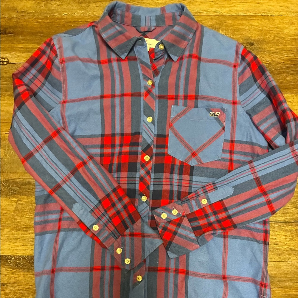 Vineyard Vines Plaid Button-Down Shirt in Red and Blue